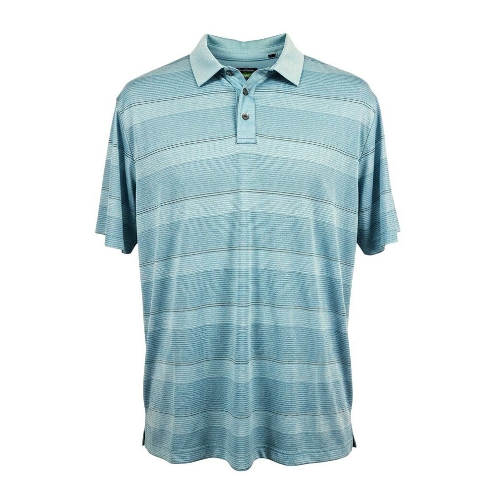 Ben Hogan Performance Mens Large Blue Striped ShortSleeve Golf Polo Shirt WT4706